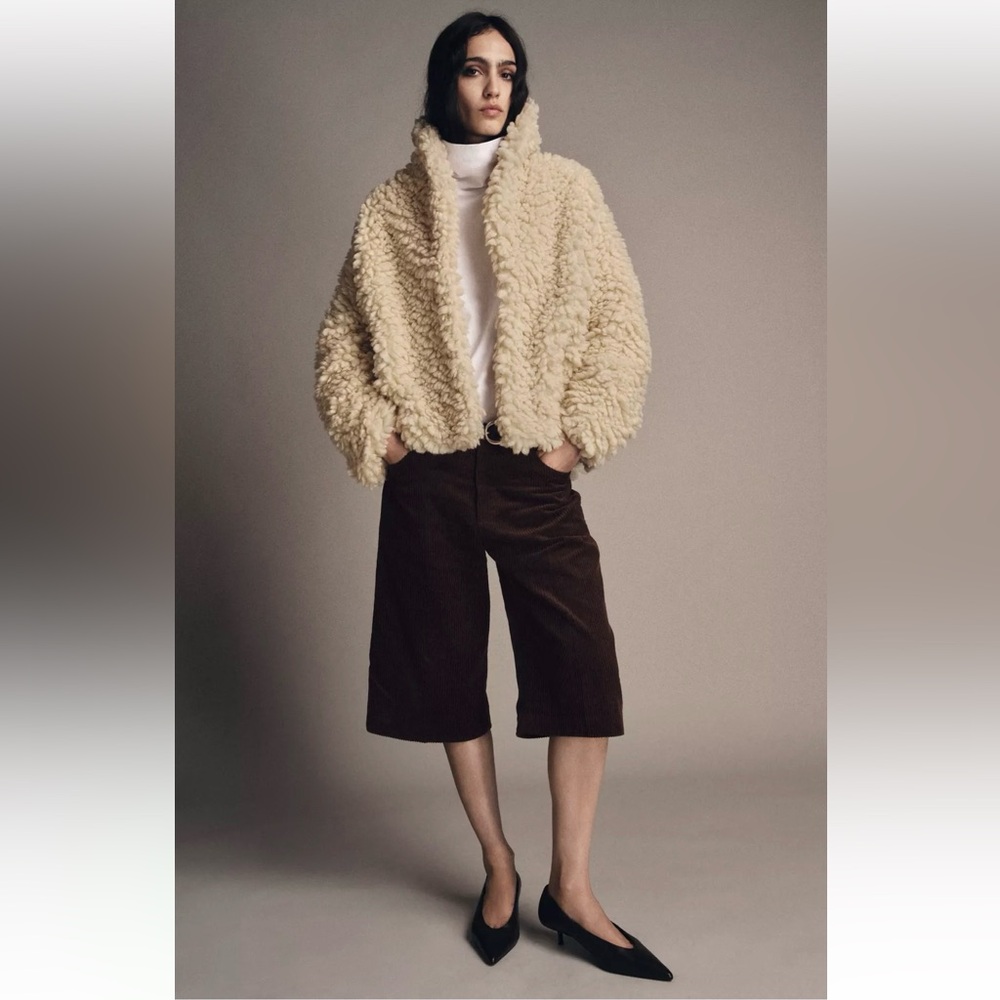 New ZARA Fleece Cream Jacket